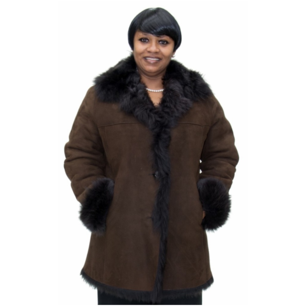 CLEARANCE!! Suede Lamb Fur Shearling With Tuscana Trim
